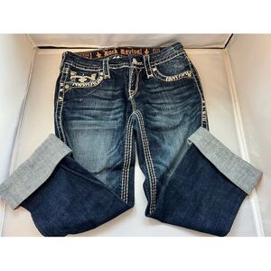 Rock Revival Women's Dark Indigo Boyfriend Jeans with Cuffs